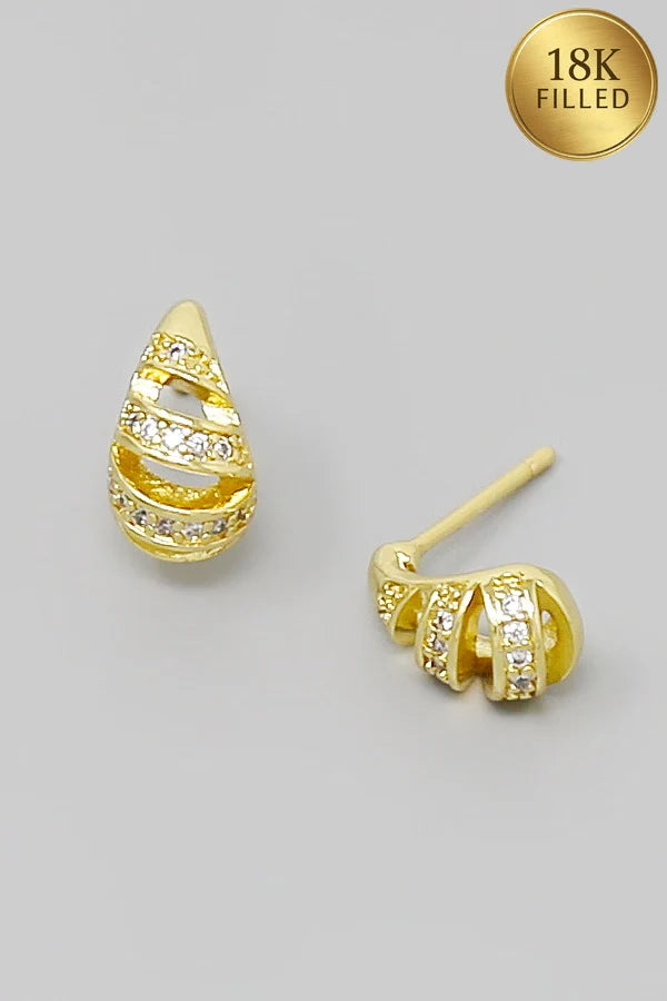 18K Gold Filled Pave Droplet Earrings