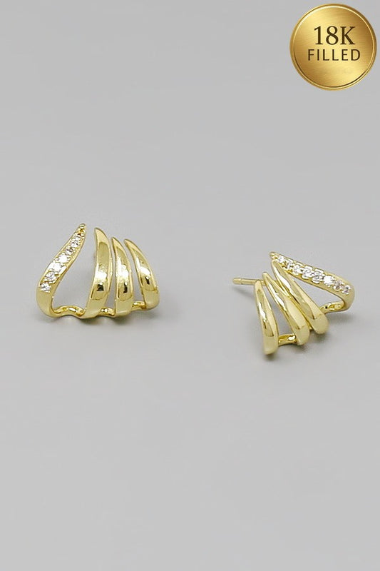 18k gold filled 4 prong claw hoop earrings