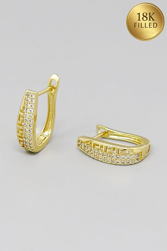 18k gold filled greek key cutout huggie hoop