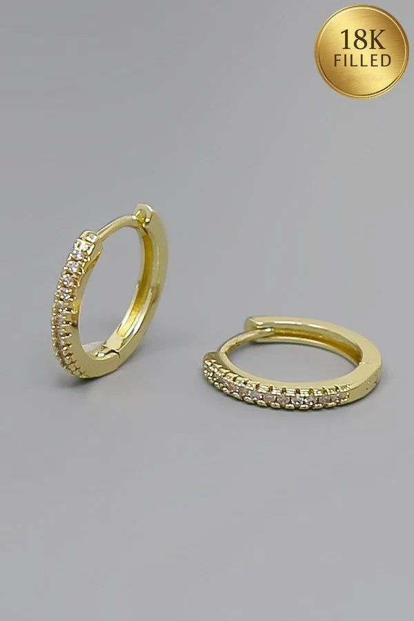 18k gold filled pave huggie hoop earrings