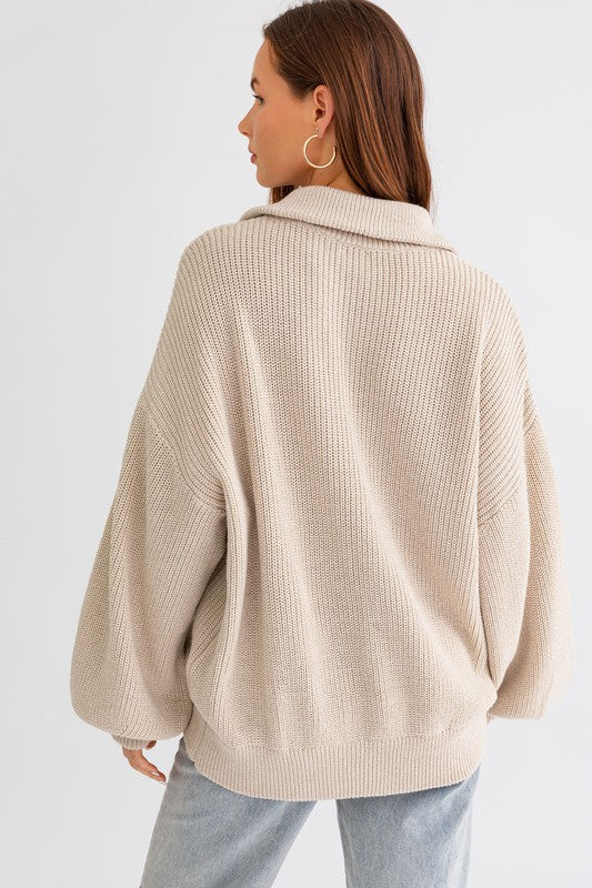 Zip Up Oversized Sweater