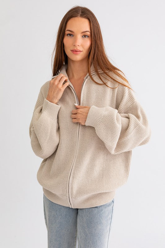 Zip Up Oversized Sweater