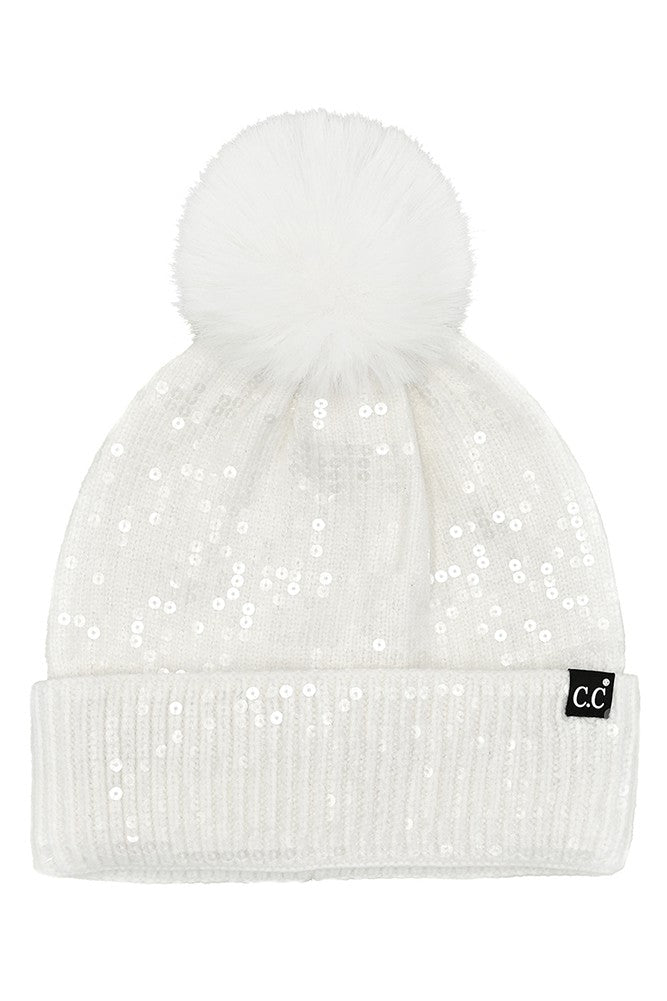 Sequin Pom Beanie