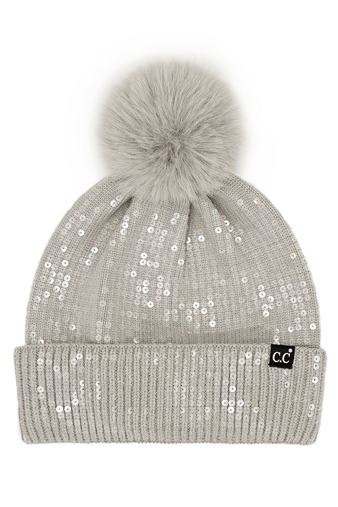 Sequin Pom Beanie