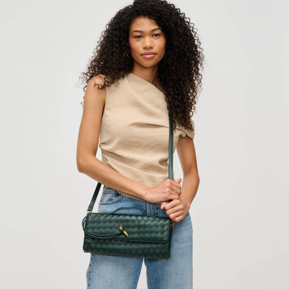 Ada Top Handle Woven East West Clutch Crossbody