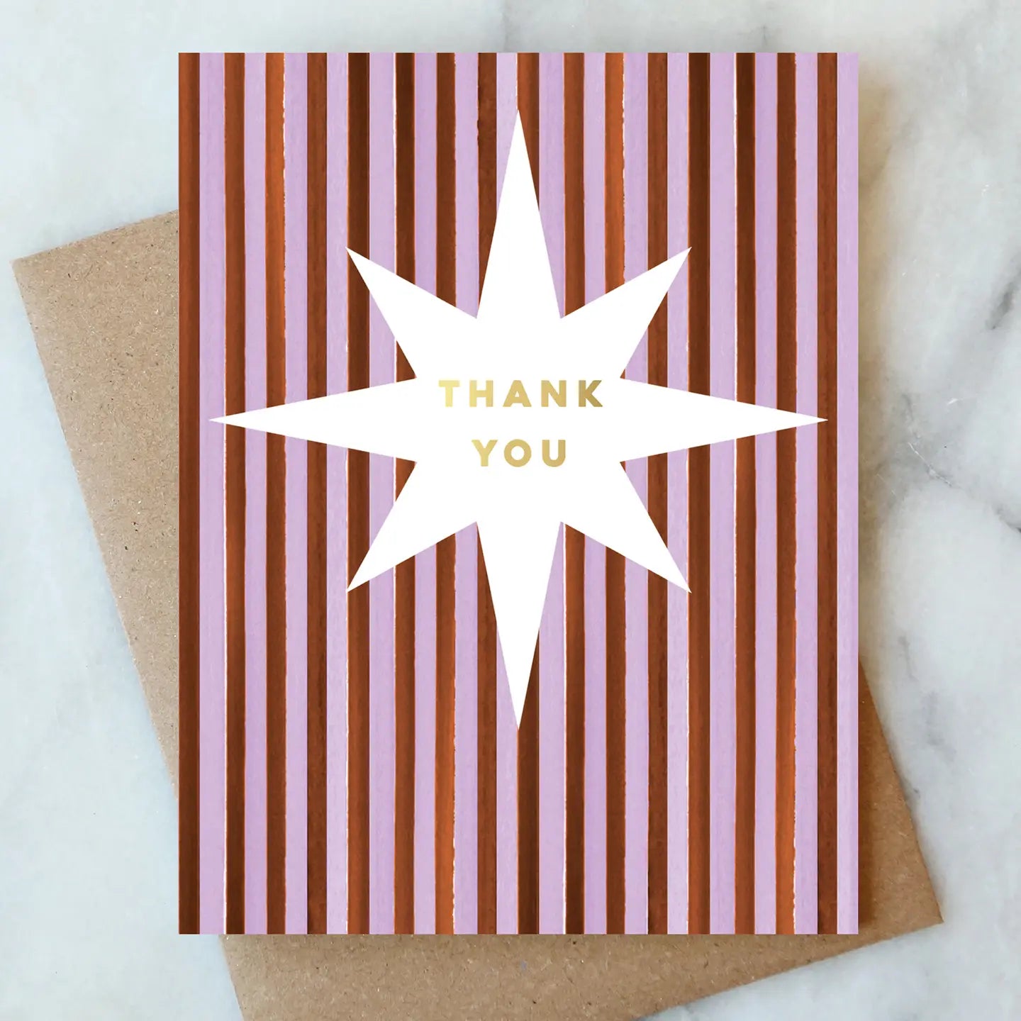 Lavender Stripe Thank You Greeting Card