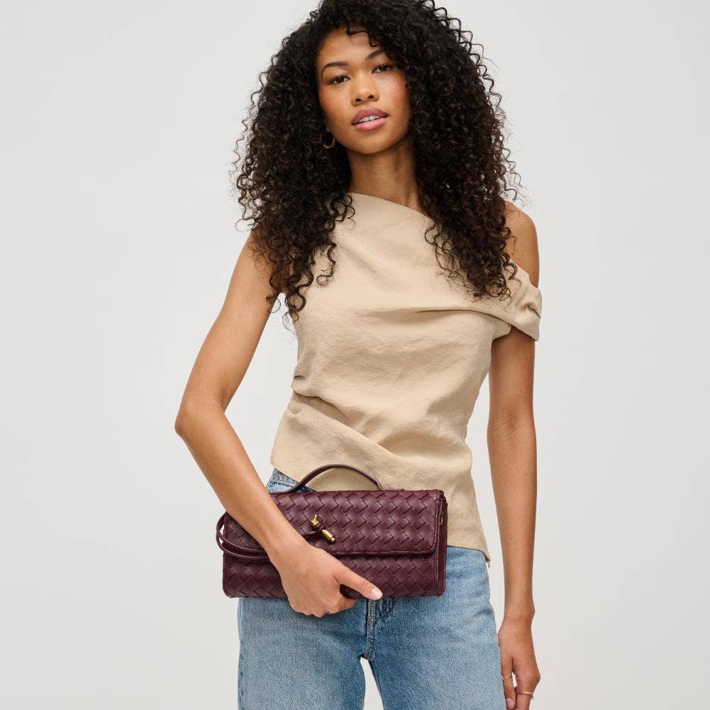 Ada Top Handle Woven East West Clutch Crossbody