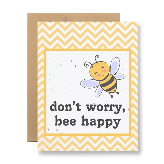 Plantable Seed Paper Greeting Card - Don't Worry, Bee Happy