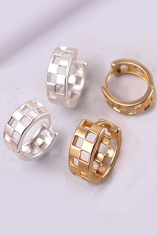 mini cutout checker huggie hoop earrings