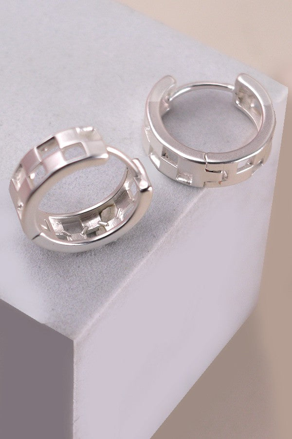 mini cutout checker huggie hoop earrings