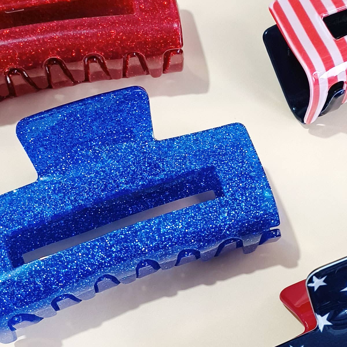 Stars & Stripes RECTANGLE HAIR CLAW CLIPS