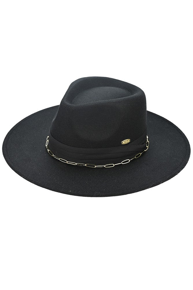 Chain Accent Vegan Felt Hat