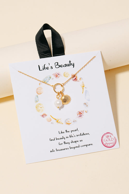 Pearl Seashell Charm Necklace