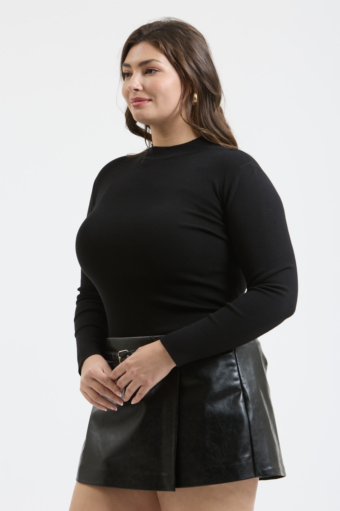 mindy mock neck sweater knit top-curvy