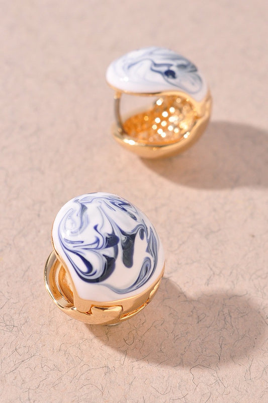 Vintage Marble Swirl Clasp Earrings