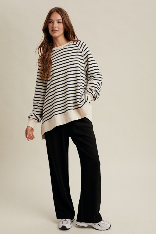 Oversized Striped Knit Top