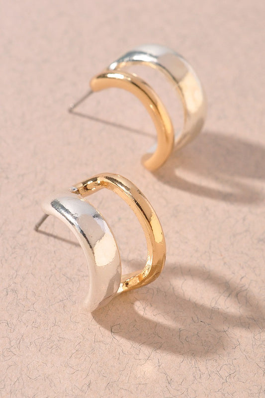Mixed Metal Open Hoop Earrings