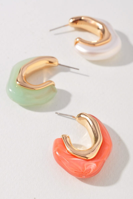 Gemstone Half Hoop Earrings