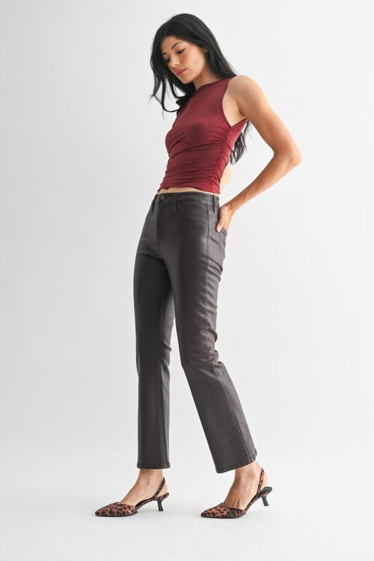 Coated Slim Cropped Bootcut Jeans