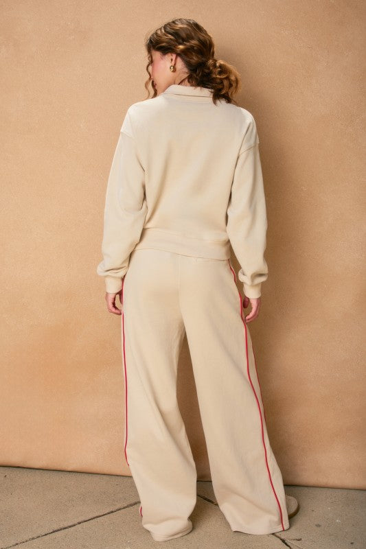 Track Stripe Wide Leg Sweatpants