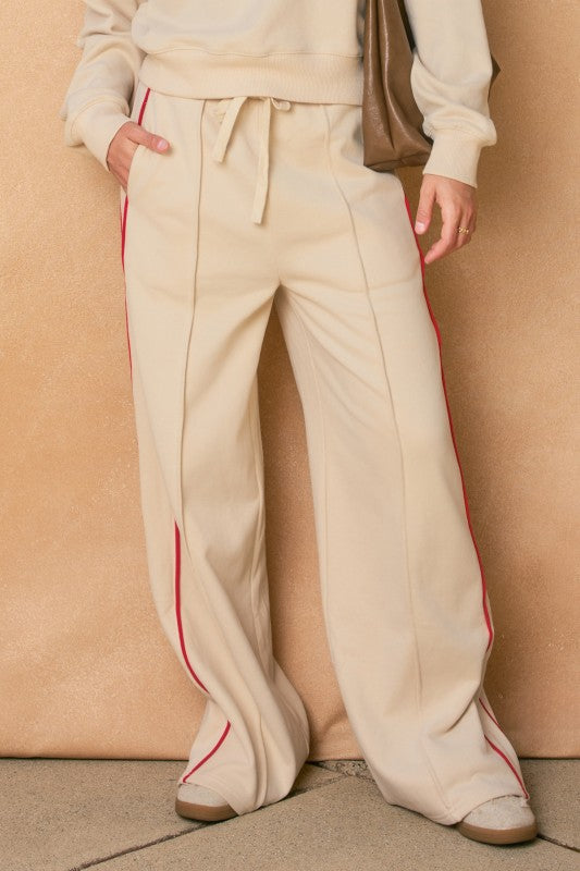 Track Stripe Wide Leg Sweatpants