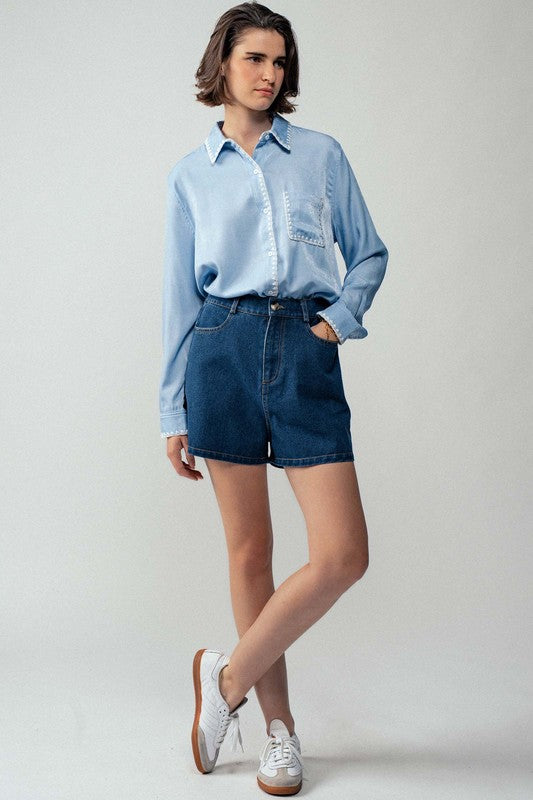 Boho Western Silky Scalloped Casual Shirt