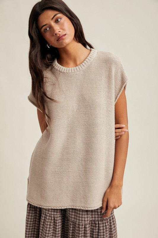 Knit Sweater Tank With Side Slits