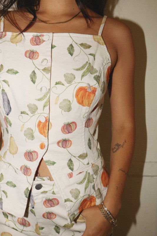Veggie Print Corset Top