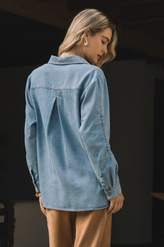 Washed Button Down Denim Shirt