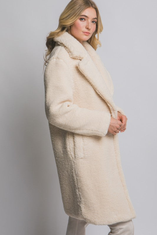 Notched Lapel Teddy Bear Coat