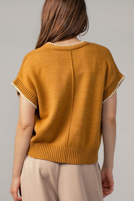Tie Front Crochet Knit Vest