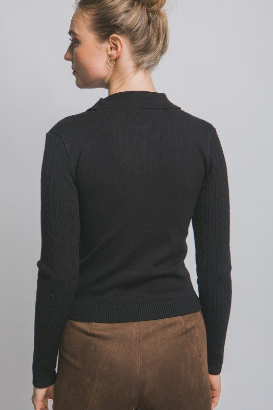 Cable Knit Polo Sweater