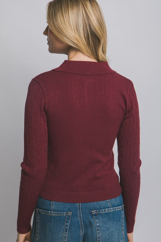 Cable Knit Polo Sweater