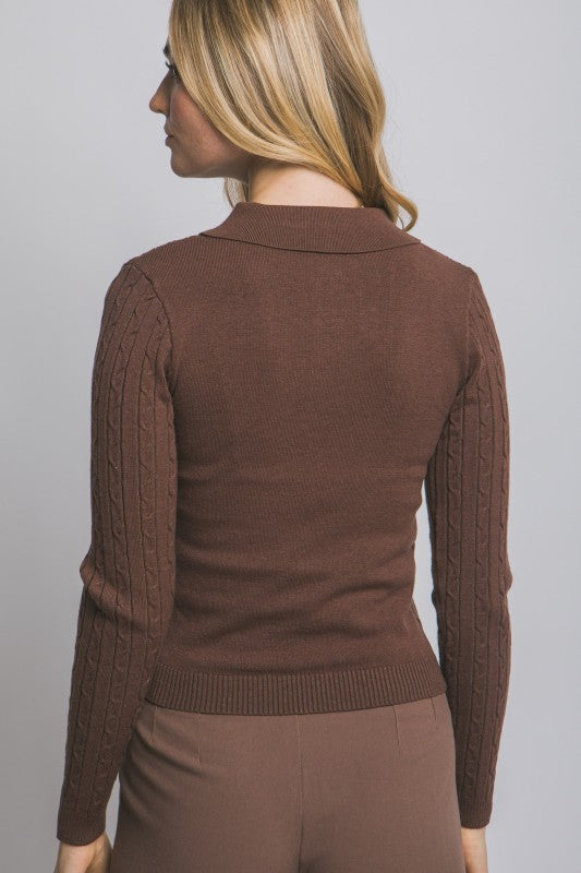Cable Knit Polo Sweater
