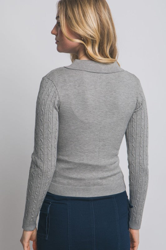 Cable Knit Polo Sweater