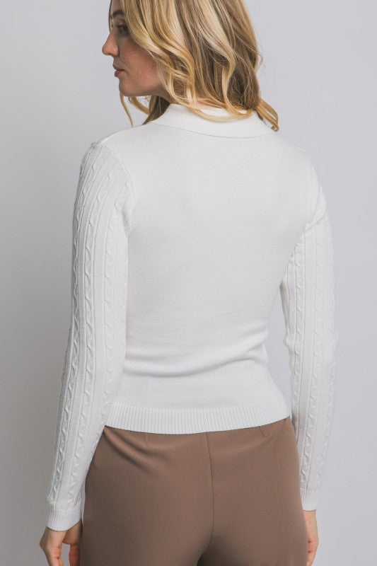 Cable Knit Polo Sweater