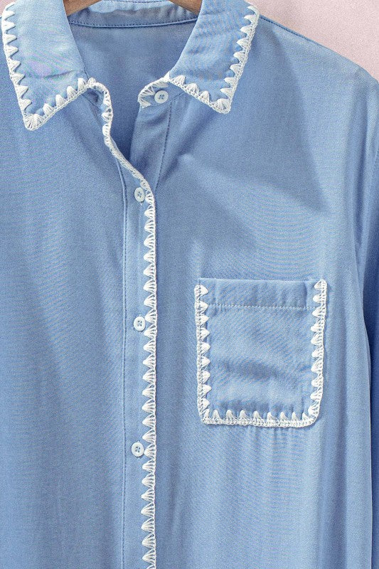 Boho Western Silky Scalloped Casual Shirt