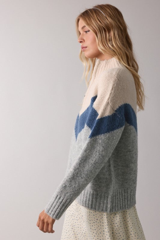 Chevron Half-zip Sweater