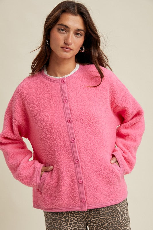 Contrast Sherpa Button-up Jacket