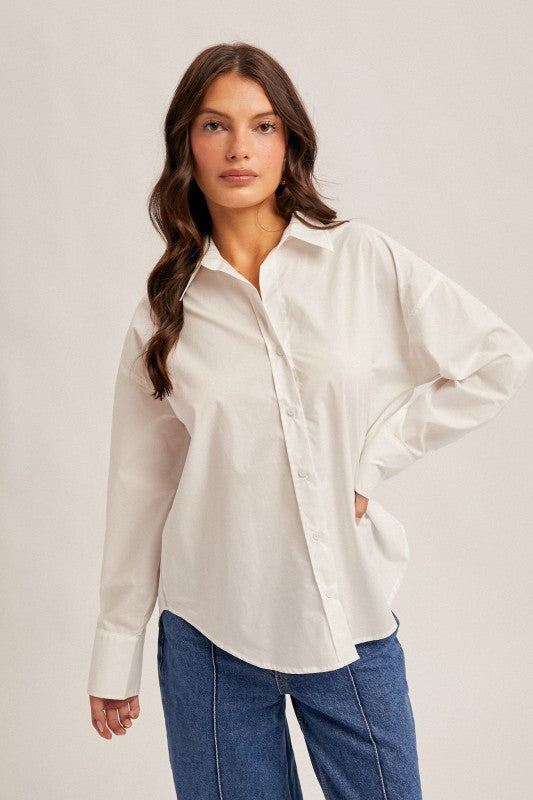 Oversized Button Down Poplin Shirt