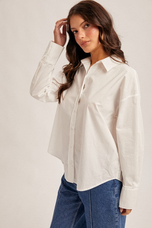 Oversized Button Down Poplin Shirt