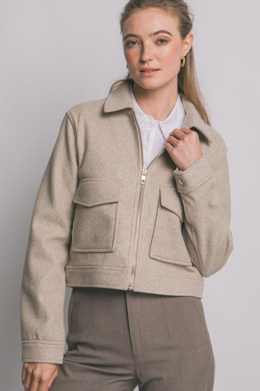 Zip-Up Flat Pocket Jacket