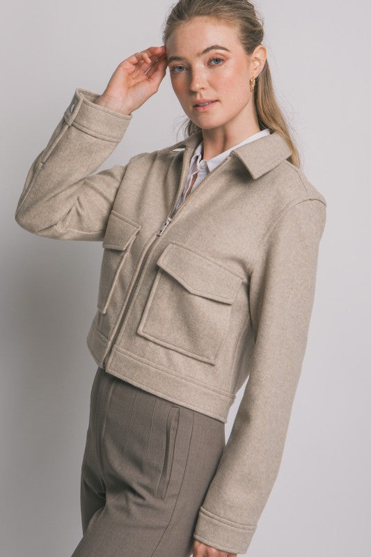 Zip-Up Flat Pocket Jacket