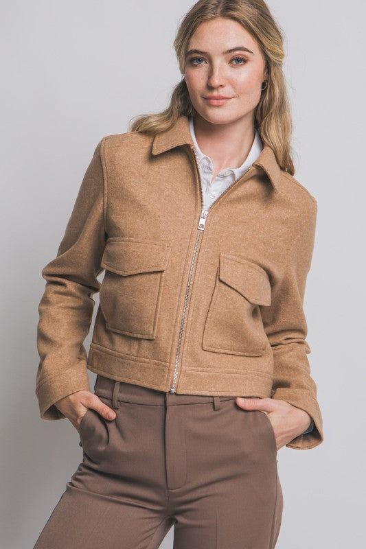 Zip-Up Flat Pocket Jacket