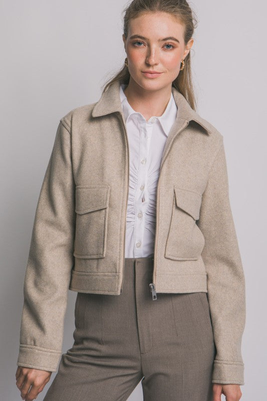 Zip-Up Flat Pocket Jacket