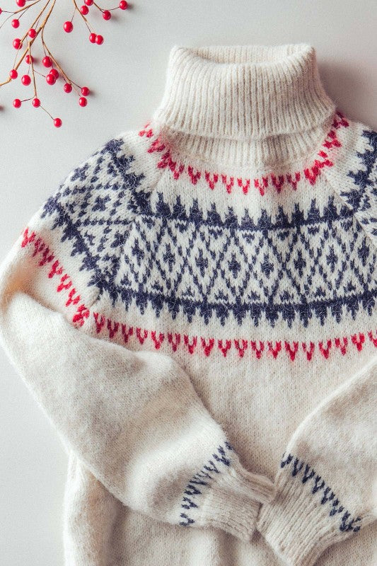 Nordic Fair Isle Turtle Neck Sweater