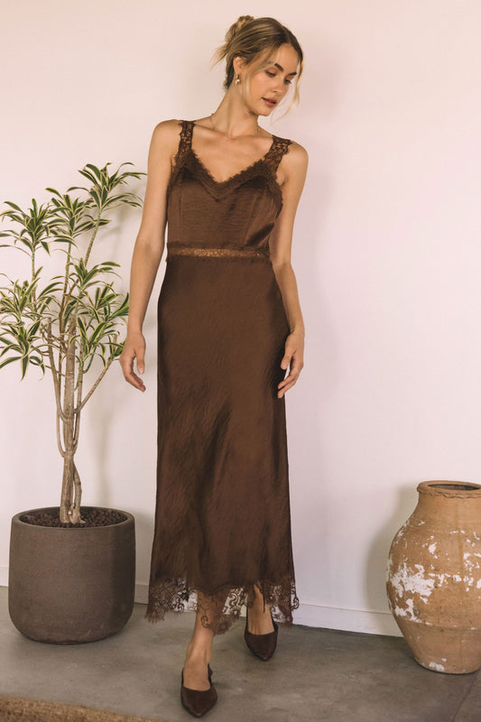 Lace Trim Sleeveless Maxi Dress