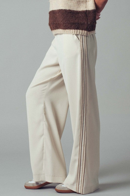 Sandstone Striped Wide Leg Pants