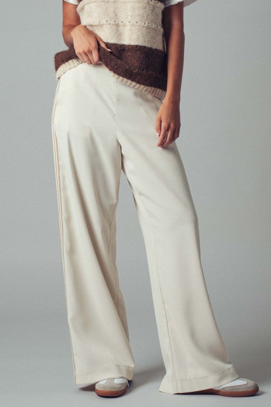 Sandstone Striped Wide Leg Pants