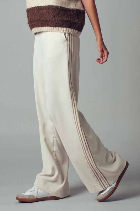 Sandstone Striped Wide Leg Pants